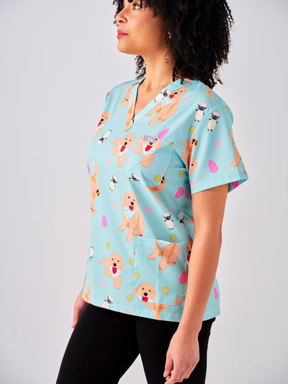 Floral Oodle Scrub Top